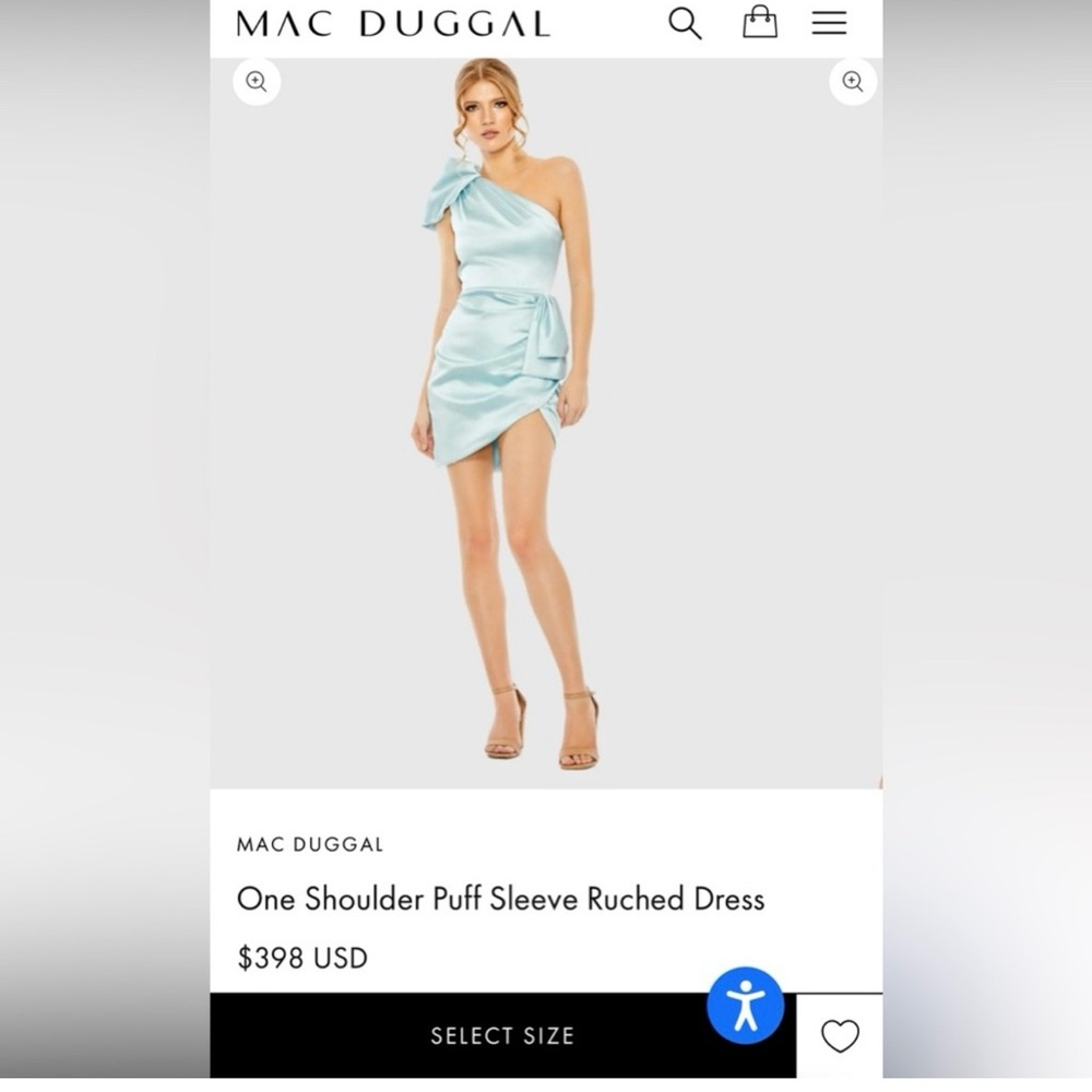 Ieena for Mac Duggal Women's One-Shoulder Ruched Satin Mini